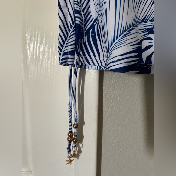 Nicole Miller Blue and White Tropical Bikini Skirt - Picture 7 of 8